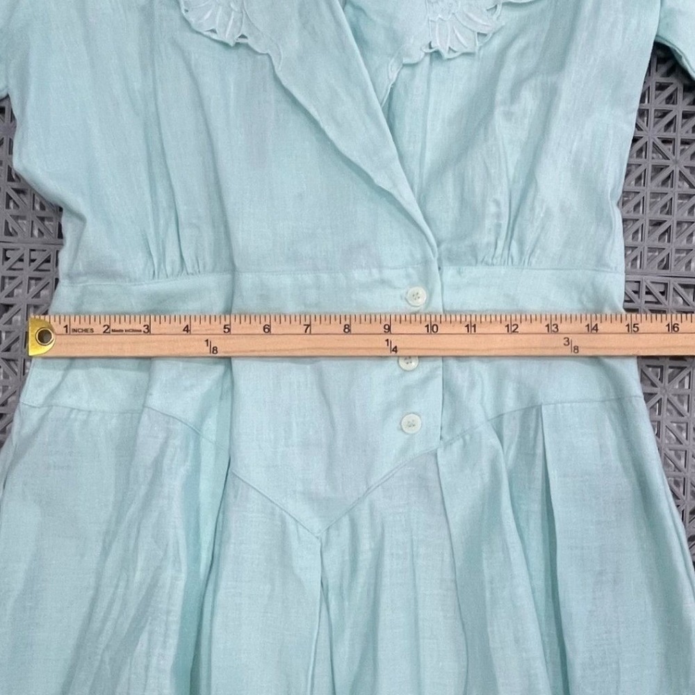 Vintage Y2K Light Mint Green Button Front Eyelet Collar Dress Size 10 Feminine - Picture 12 of 15